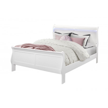 GF Charlie White Queen Bed With Led