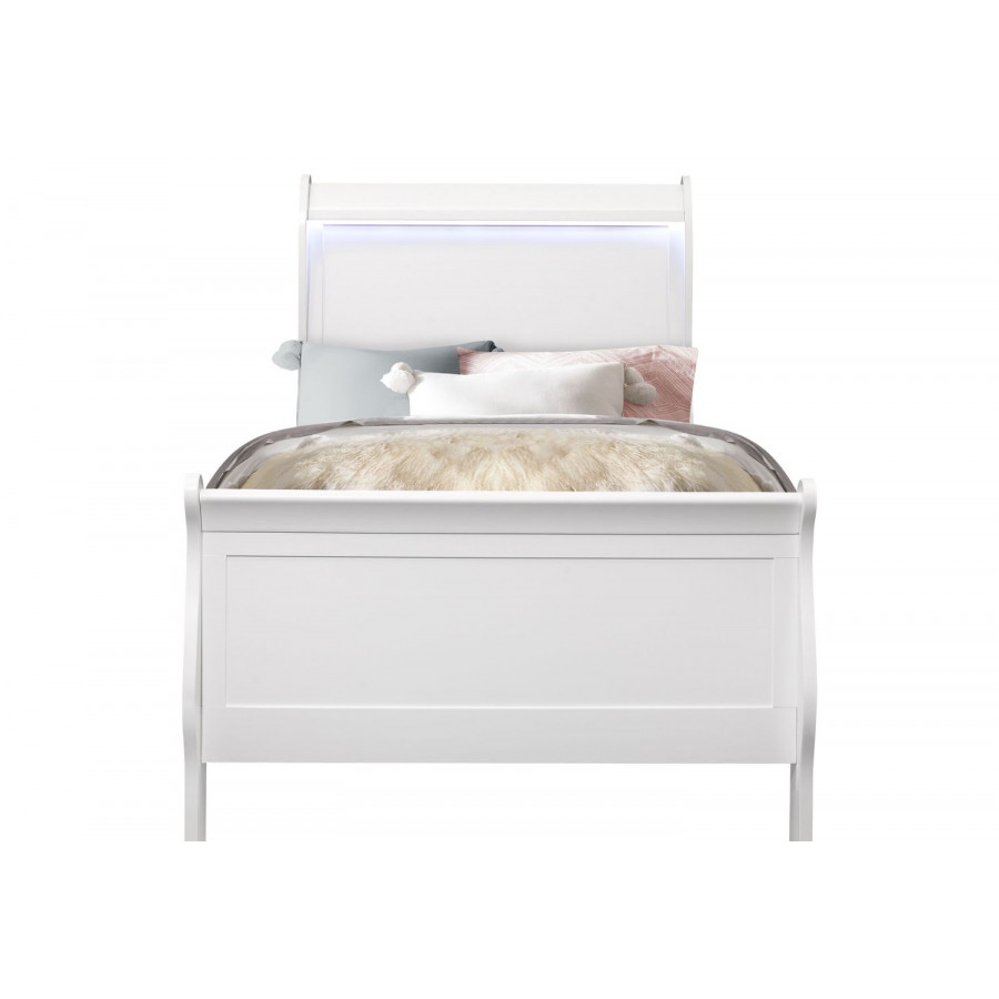 GF Charlie White Twin Bed With Led