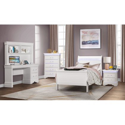 GF Charlie White Twin Bed With Led