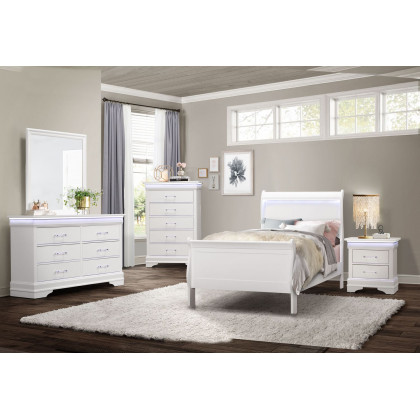 GF Charlie White Twin Bed With Led