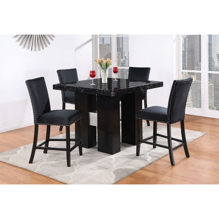 GF - D04BT-BLK + D04BS-BLK Black Bar Table + 4 Bar Stools