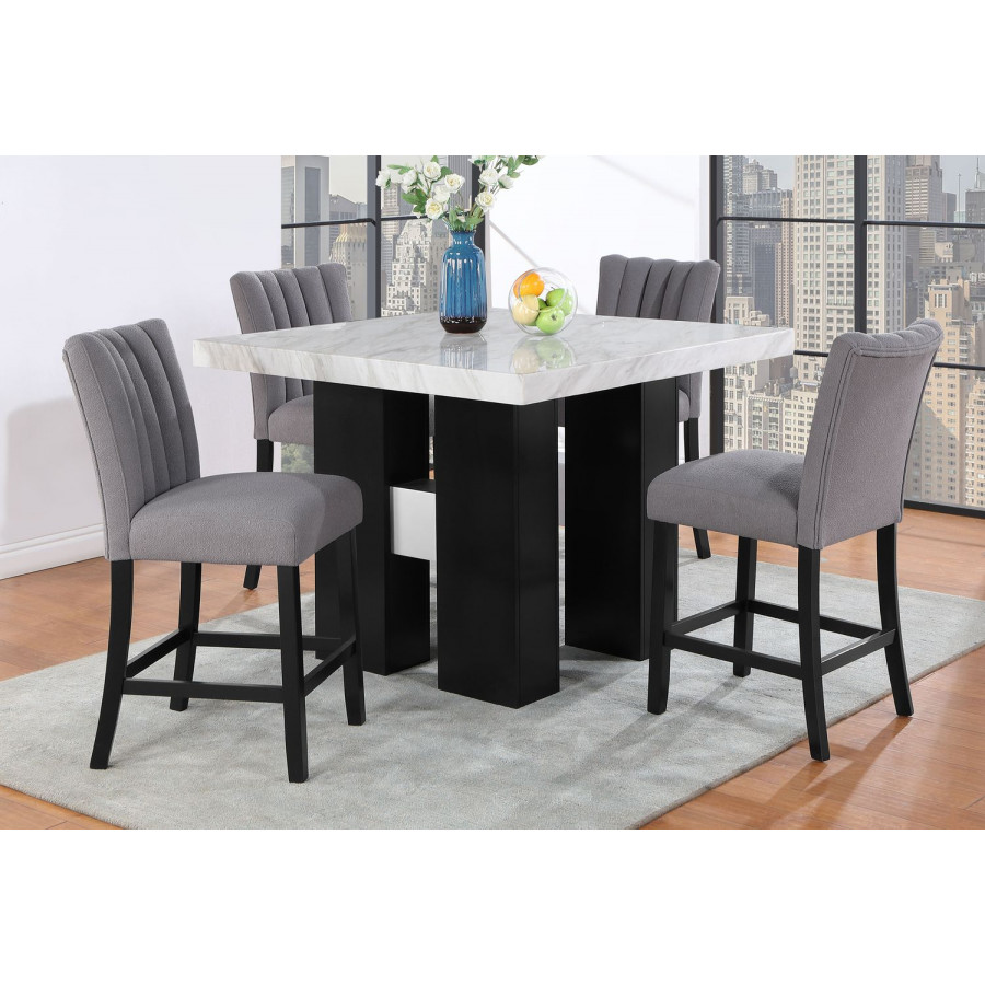 GF - D04BT + D8685BS-GRY Bar Table + 4 Bar Stools