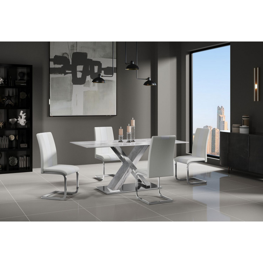 GF D1274DT + D915DC White Dining Table + 4 Dining Chair