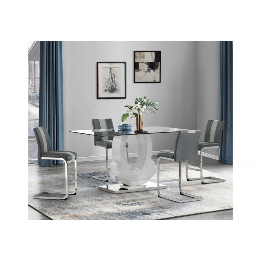 GF - D1463BT,D915BS Gray Bar Table + 4 Bar Stools