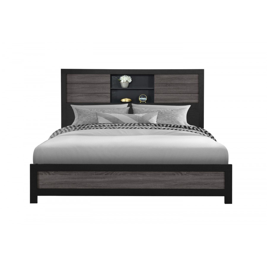 GF Lisbon Gray/Black Bookcase Bed