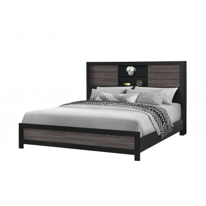 GF Lisbon Gray/Black Bookcase Bed