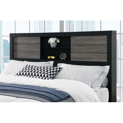 GF Lisbon Gray/Black Bookcase Bed