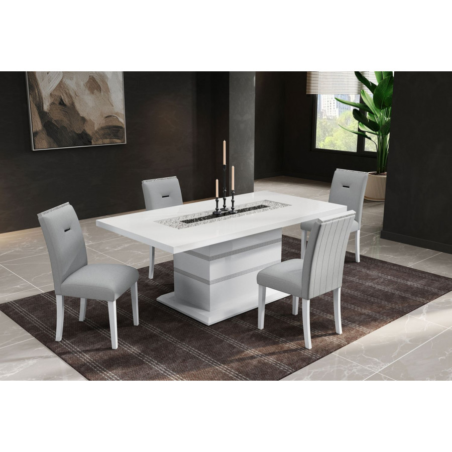 GF Monaco White Dining Set Dining Table + 4 Dining Chair