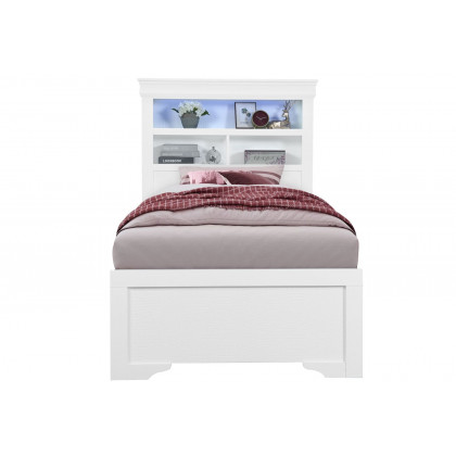 GF - Pompei White Youth Bookcase Twin Bed With Led