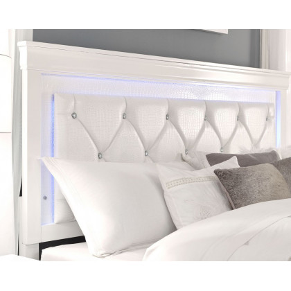 GF Pompei White Full Bed Group With Led
