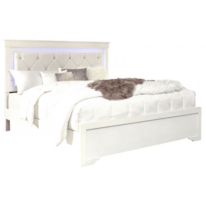 GF Pompei White King Bed With Led
