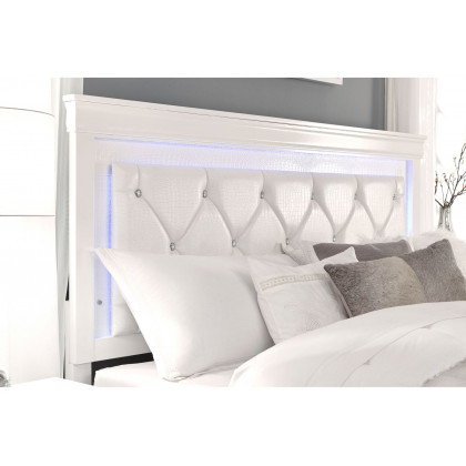 GF Pompei White King Bed With Led