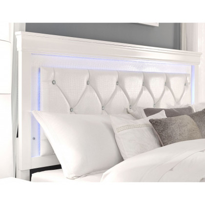 GF Pompei White Queen Bed Group With Led