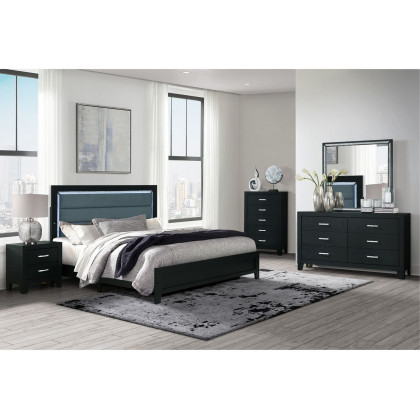 GF Reid Black Full Bed With Led