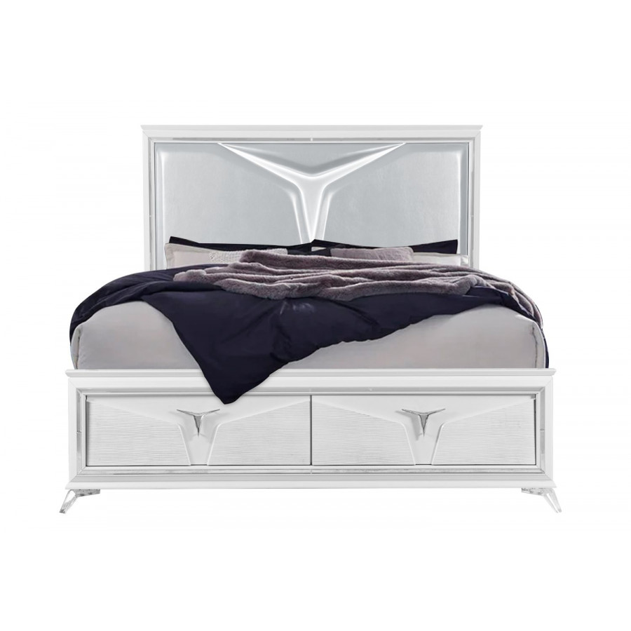 GF Romo White Bed With Led