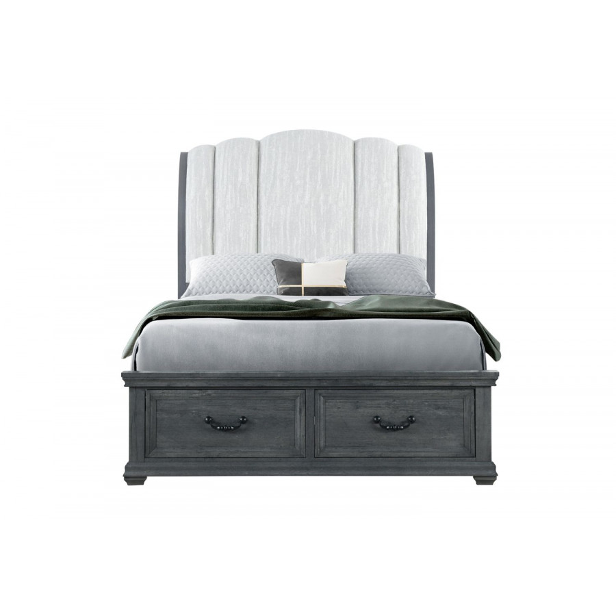 GF Rowan Gray Upholstered Bed, Rowan/Tatum Gray Storage Queen Bed Storage