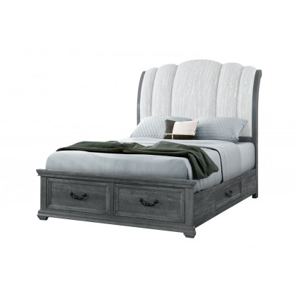 GF Rowan Gray Upholstered Bed, Rowan/Tatum Gray Storage Queen Bed Storage