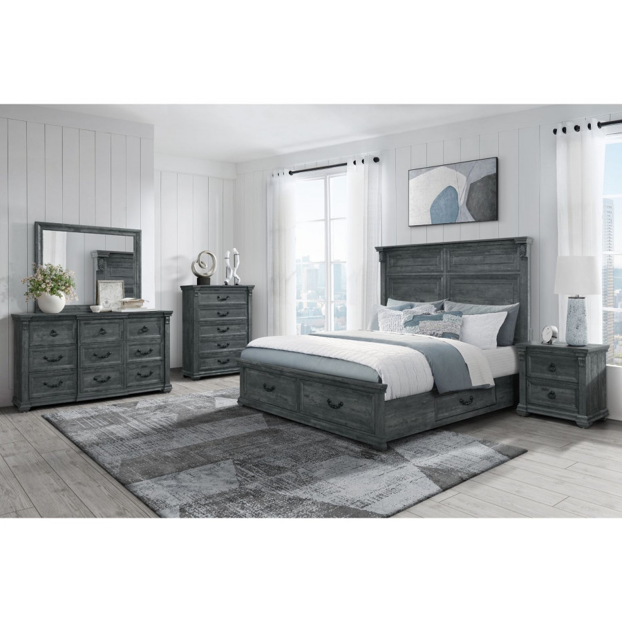 GF Rowan/Tatum Gray, Tatum Panel Bed Bed Group Storage
