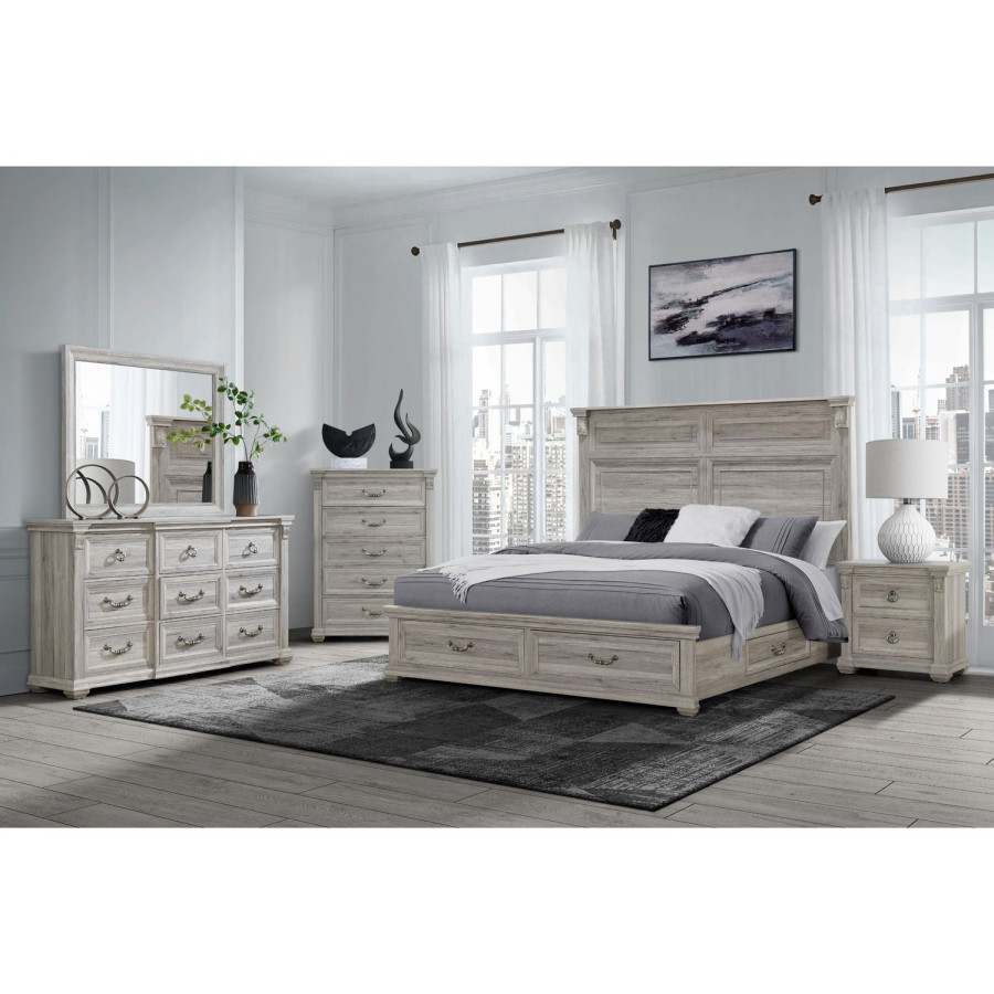 GF Rowan/Tatum Natural Storage, Tatum Natural Panel Bed King Bed Group With Storage