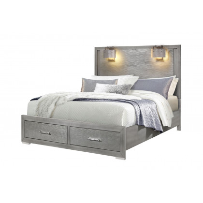 GF Tiffany Silver King Bed With 2 Lamps