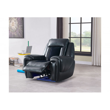 GF - U0700 w/ Led U0700 Blanche Black Velvet Power Reclining Sofa/ Power Console Reclining Love Seat w/Led/ Power Reliner w/Led