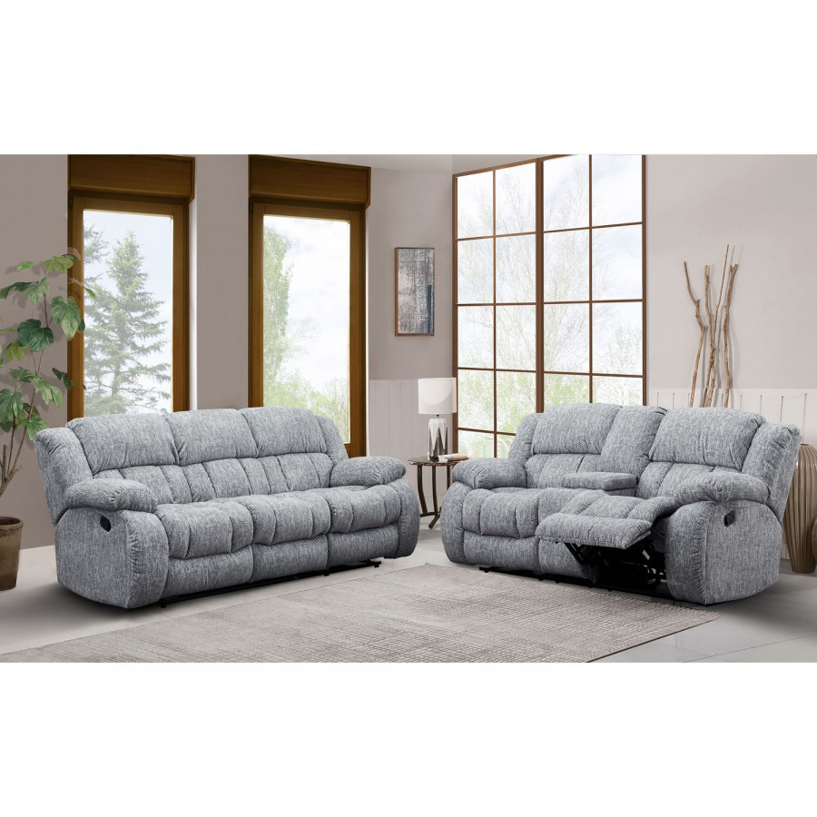 GF U250 Gray Reclining Sofa/Console Reclining Loveseat