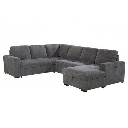 GF - U2660 Gray Sectional With Pull Out Sofa Bed