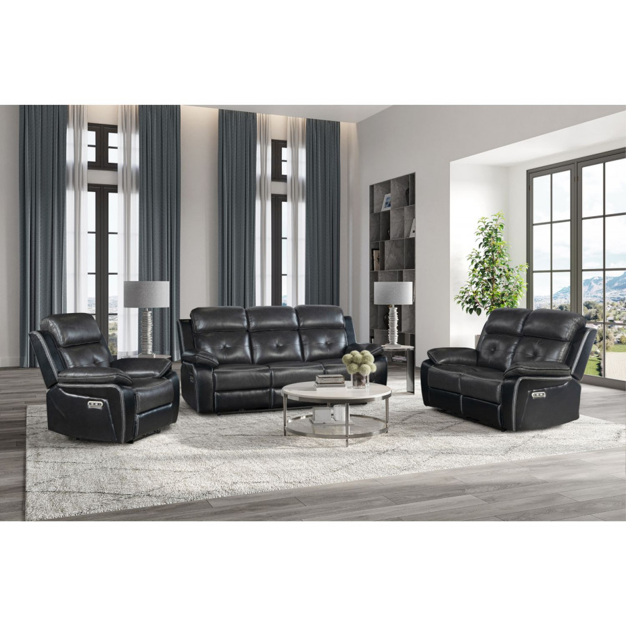 GF - U5050 Blanche Charcoal/Blanche Black Power Power Reclining Sofa/Power Reclining Loveseat/Power Recliner