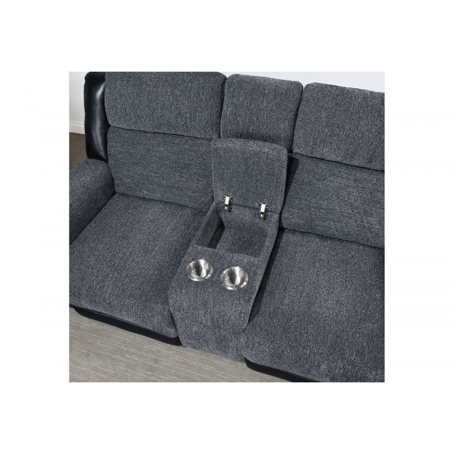 GF - U5914 Gray/Black Console Reclining Loveseat