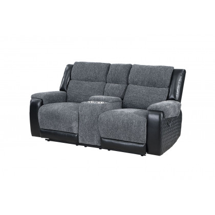 GF - U5914 Gray/Black Console Reclining Loveseat