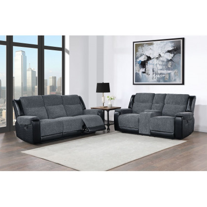 GF - U5914 Gray/Black Console Reclining Loveseat