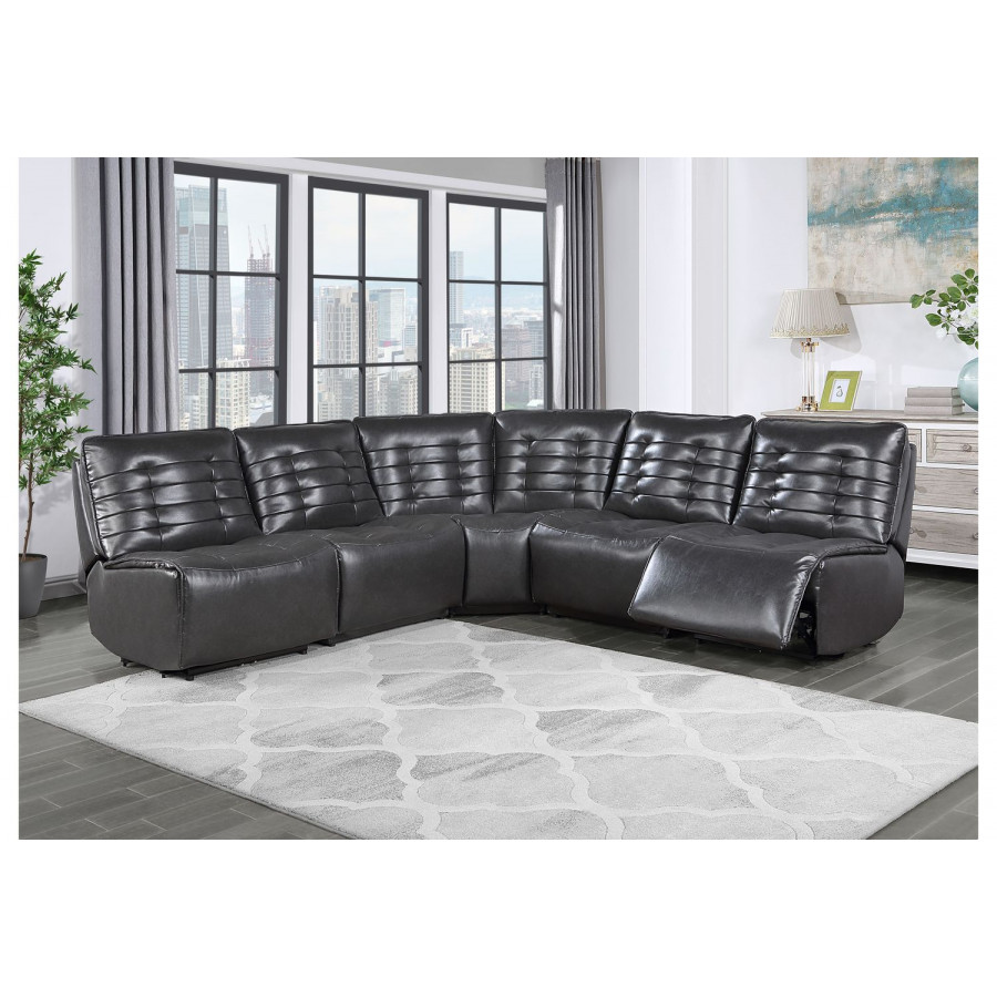 GF U6066 Cream Modular Sectional (Left Arm Facing Power Rec, Power Armless Rec, Wedge, Chair, Right Arm Facing Power Rec)