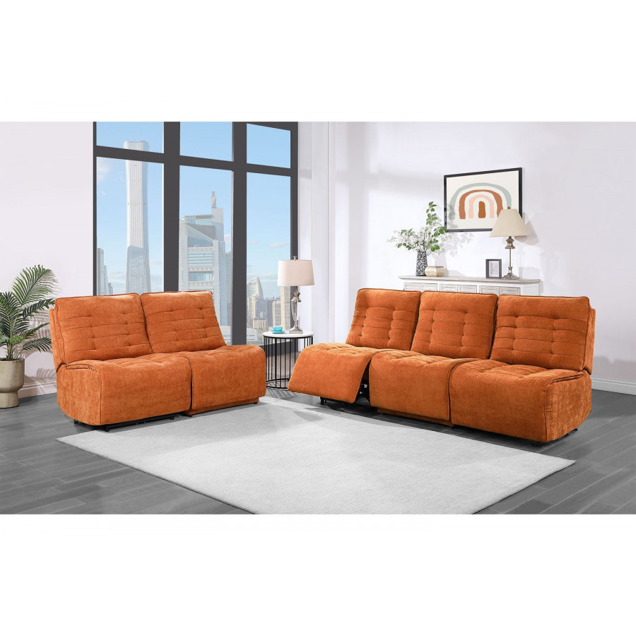 GF U6066 Rust Modular 3 Power Sofa Includes 3 Pwr Ar