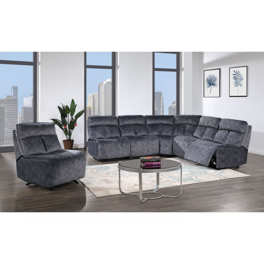 GF U8088 Gray Modular Sofa (Power Armless Rec, Chair, Chair Power Armless Rec) With Loveseat (Power Armless Rec, Power Armless Rec and Ag)