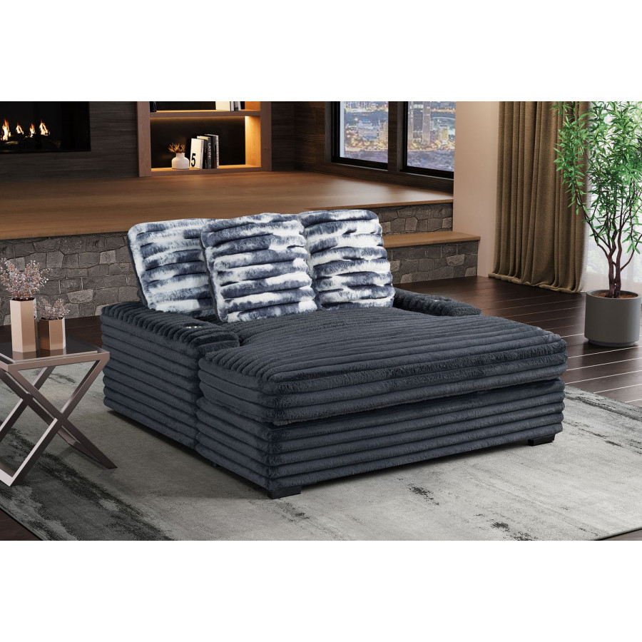 GF U8291 Gray Lounger Sofa w/Usb