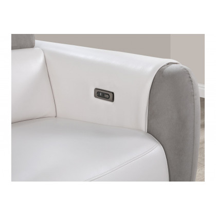 GF - U8520 White/Gray Power Recliner With Ratchet Headrest and Usb