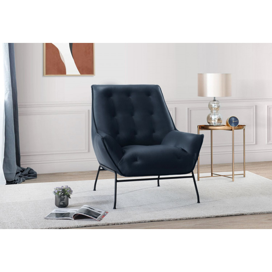 GF U8933 Navy Accent Chair - 100% Top Grain Leather All-Around