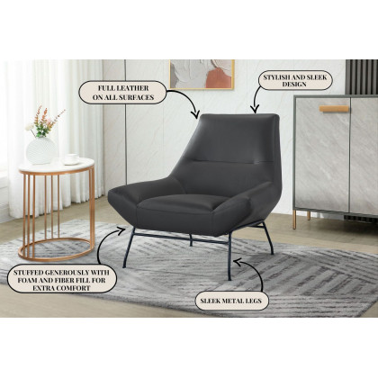 GF U8949 Accent Chair 100% Top Grain Leather All-Around