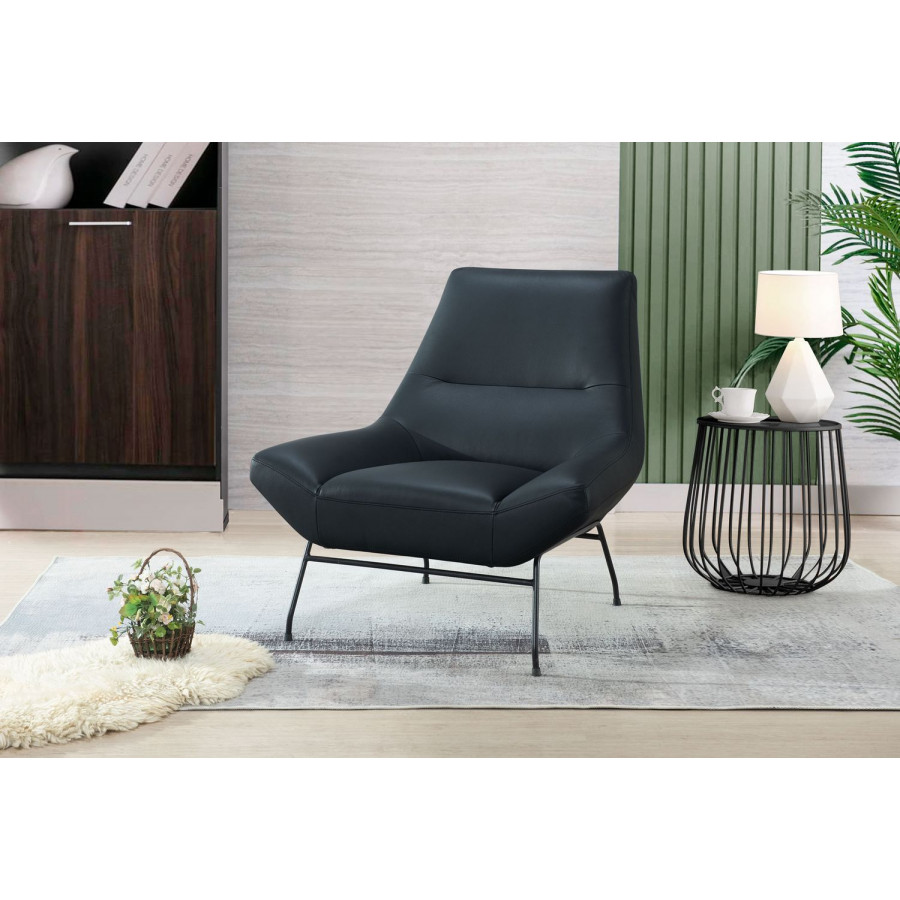 GF U8949 Navy Accent Chair - 100% Top Grain Leather All-Around