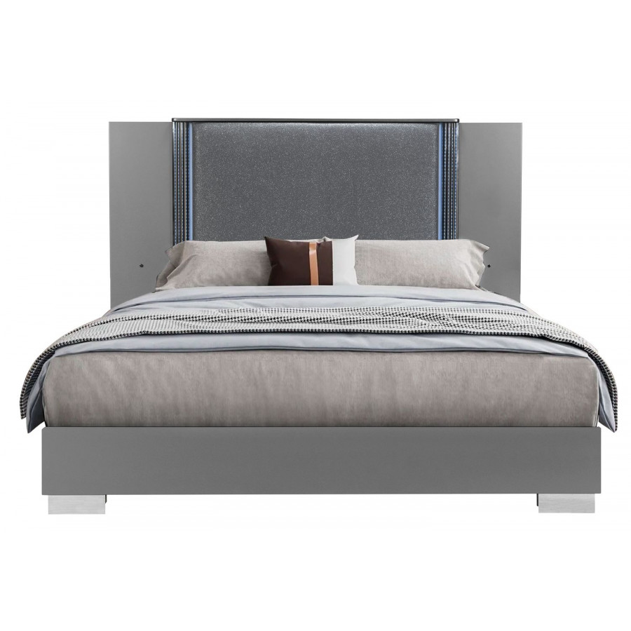 GF Ylime Smooth Silver Bed With Led