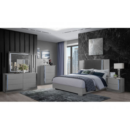 GF Ylime Smooth Silver Bed With Led