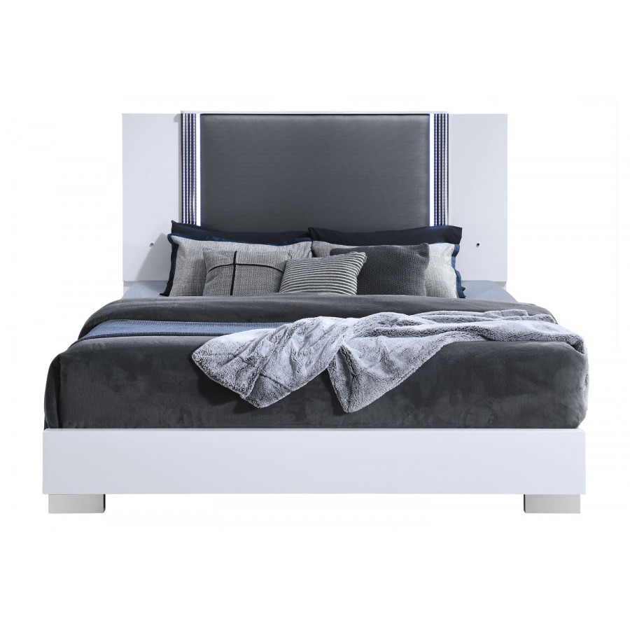 GF Ylime Smooth White King Bed With Led