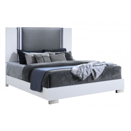 GF Ylime Smooth White King Bed With Led