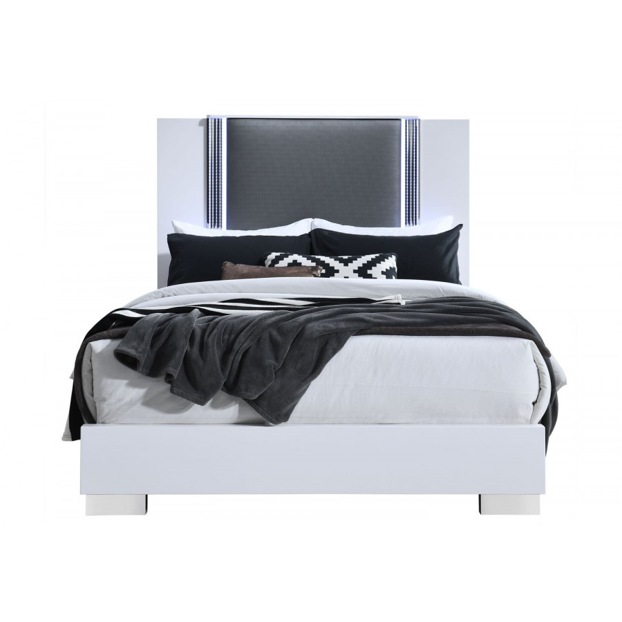 GF Ylime Smooth White Queen Bed With Led