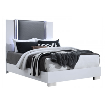 GF Ylime Smooth White Queen Bed With Led