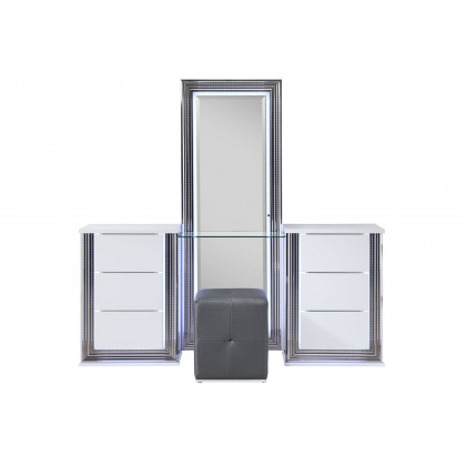 GF Ylime Smooth White Vanity With Led and Stool