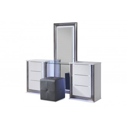 GF Ylime Smooth White Vanity With Led and Stool