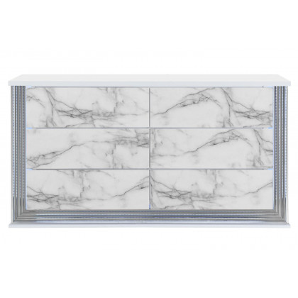 GF - Ylime White Marble Dresser With Led