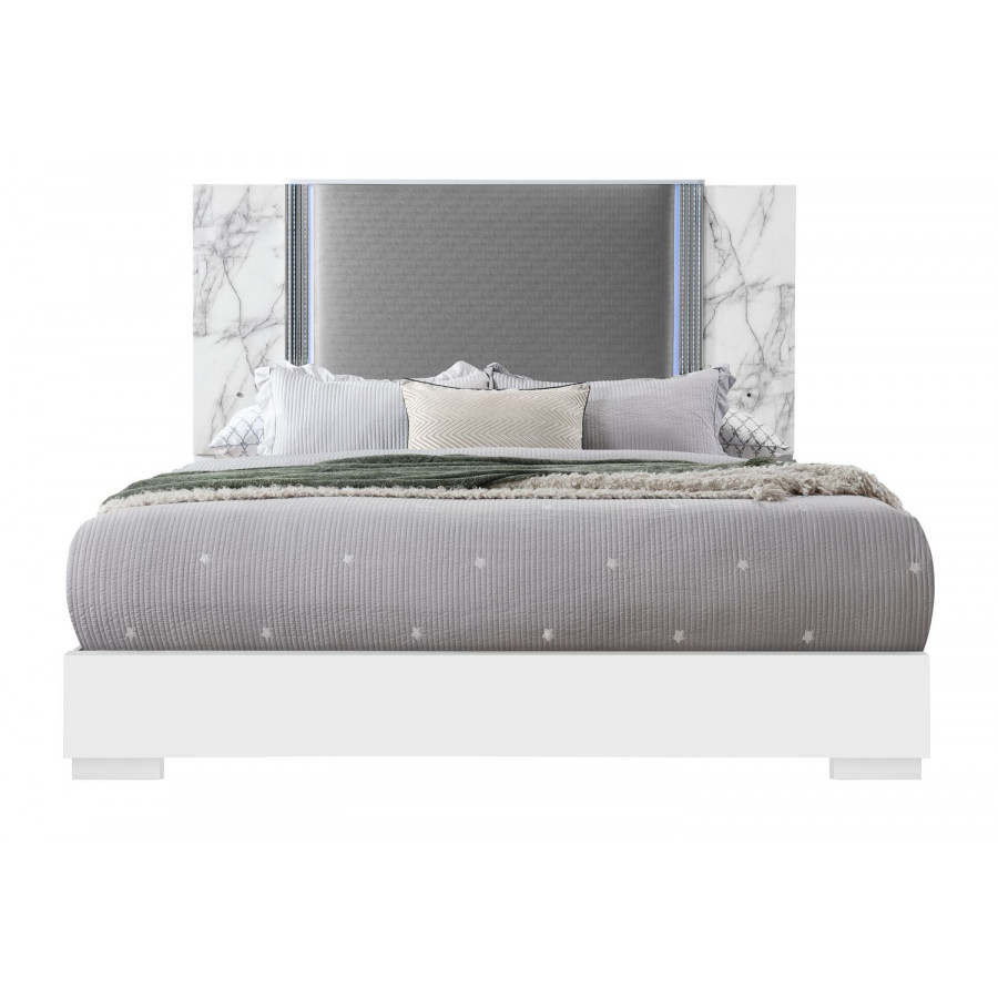 GF Ylime White Marble Bed With Led