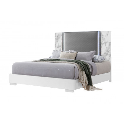 GF Ylime White Marble Bed With Led